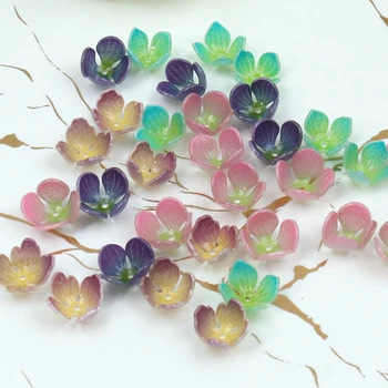 10 개 12x12mm 아름다움을 네 개의 꽃잎을 위한 구슬 DIY 보석을 만드는 손으로 만들 수지 목걸이 귀걸이 헤어 액세서리 구멍 1.5mm