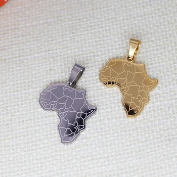 2 개 아프리카 지도 펜던트 DIY 스테인리스 선물을 위해 여성의 매력 목걸이 팔찌 보석 결과