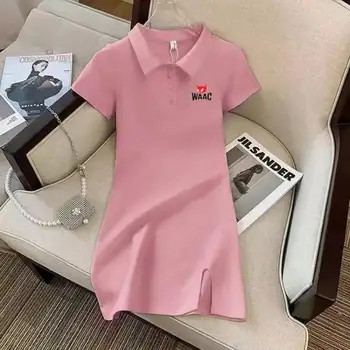2023 골프장 새로운 여성의 드레스 폴로 목을 감싸는 엉덩이는 T-셔츠 스커트