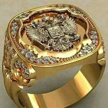 2023 패션 남성의 인장 반지는 러시아 제국는 더 링 말장난 남성 컬러의 러시아어 큰 고딕 양식의 반지