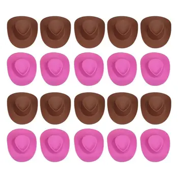 20pcs 미니 카우보이가 인형을 위한 모자를 미니어처 케이크 상품은 모자를 위한 소형 소 핑크 카우걸 모자 인형 소형 부속품