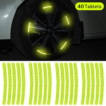 40/20 개 차 바퀴 허브 반사 스티커 타이어 변죽을 사려깊은 지구 빛나는 스티커 밤 운전 도로 안전 휠 테이프