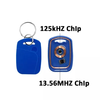 5 개 IC+ID RFID 듀얼 125Khz 및 13.56Mhz Keyfobs EM4100S50 칩에 스마트 카드 토큰 Key Fob 링 액세스 제어