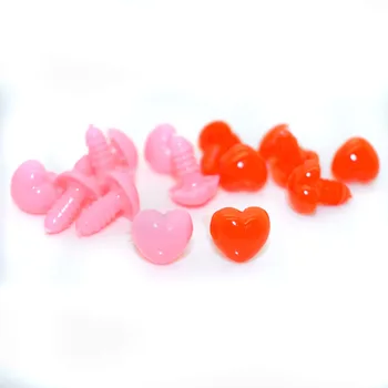 50 안전 코/플라스틱형 코 심장 모양 분홍색 붉은 색에 대한 곰인형 동물성 인형 만드는 13x12mm