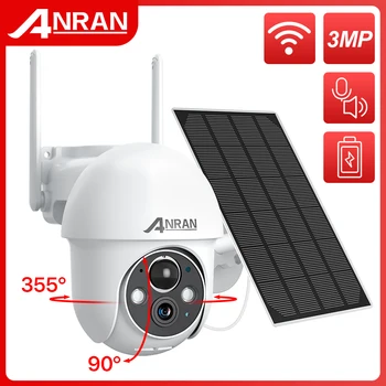 ANRAN 태양 전지 패널 배터리를 재충전용 사진기 감시 3MP 옥외 Wifi 보안 IP66 방수는 전체 색깔 야간 시계 PIR