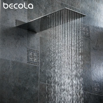 Becola 크롬 및 검 욕실에는 샤워기압으로 벽 숨기 샤워 헤드 얇은 울트라 스테인레스 스틸 샤워기