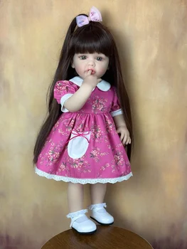 BZDOLL55CM 전체 실리콘 다시 태어난 여자 아기 인형 장난감을 생생한 22 인치 공주 유아 아트 비비 생일 선물을 위한 아