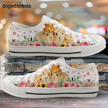 Doginthehole3D 동물 기니피그 패턴 슈즈 여성 스니커즈는 캐주얼 여성 신발 저렴한 최고 레이스 신발 가을 캔버스 신발