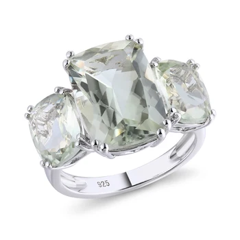 GZ ZONGFA 디자인 빛나는 자연적인 녹색 자수정은 고전적인 반지 925 스털링 실버 보석 반지는을 위한 여성의 결혼식 보석