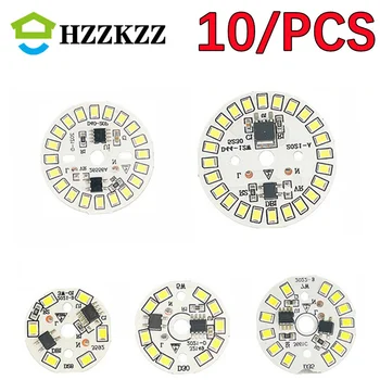 HZZKZZ10PCS AC220V-240V LED 칩 3W5W7W9W12W15W 필요가 없 드라이버 SMD2835 차가운 백색 둥근 램프 구슬에 대한 전구