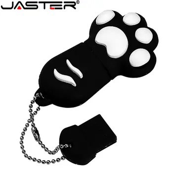 JASTER 고양이 발 USB 플래시 드라이브 64GB 다채로운 펜 드라이브 32GB 무료 키 체인 메모리 스틱 16GB 브라운 Pendrive 빨간색 U 디스크 파란색 8GB