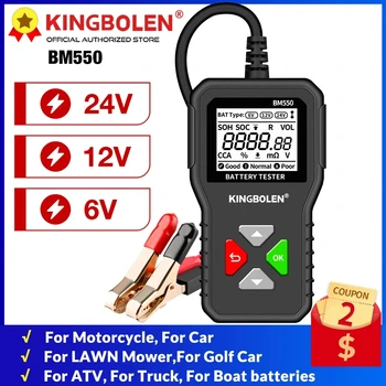 KINGBOLEN BM550 자동차 배터리 테스터 6V12V24V100-2000CCA 건전지 시스템을 감지하는 배터리 해석기 자동차 배터리 도구 PK KW208