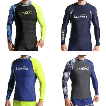 LCDRMSY 남자 발진 가드 해변 롱 슬리브 서핑 수영상 셔츠 바지 물 스포츠 체육관을 잠수복 빠른 건조 UPF50+