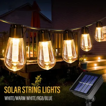 LED 태양열 빛 IP65 방수 야외 전구 크리스마스 장식 레트로 휴가 환 정원 가구 동 램프