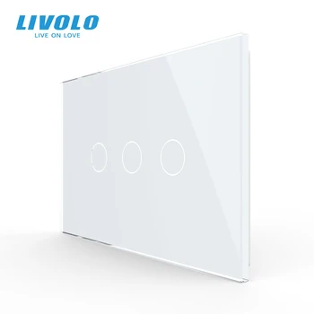 Livolo US C9 표준 크기의 럭셔리 크리스탈 유리,3Gang 싱글 유리 패널 벽을 위한 터치 스위치,금속 격판덮개