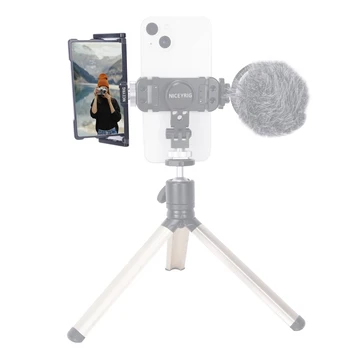 Niceyrig Foldable Selfie 동영상 제작 플립 화면미러 감시자를 위한 아이폰 14/13/12/11 프로 최대 갤럭시 S22 안드로이드 화웨이