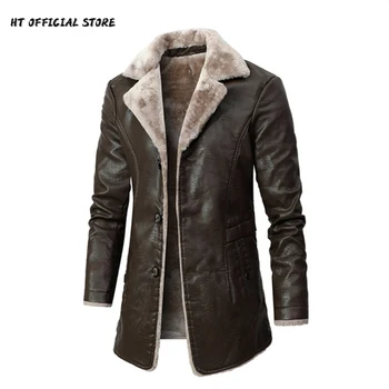 PU 가죽 재킷은 남성 스타일의 남자의 솔리드 스트리트웨어는 양털 캐주얼 남성 의류 Porckets 슴 가죽 착실히 코트