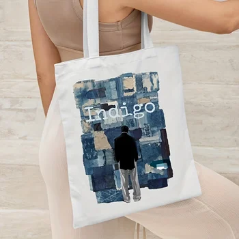 RM 인디고 앨범 핸드백에 케이팝 CanvasTote 가방 높은 품질의 재사용할 수 있는 쇼핑가 천 가방에 큰 슈퍼마켓 Shpper 여자의 어깨에 매는 가방