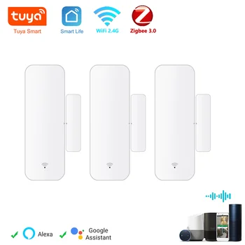 Tuya WiFi Zigbee Smart 문 스마트 센서 집 문에 열기/닫기 탐지기 창 센서 SmartLife 작품과 함께 Google 홈 Alexa