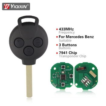 YIQIXIN3 개의 버튼을 자동차를 원격 스마트 키를 메르세데스-벤츠 스마트 쳐 451 2007-2013 433Mhz7941 칩 열쇠가 없는 입력 전송기