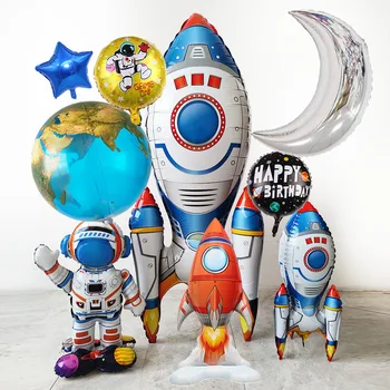 공간에 서 있는 발롱 로켓은 우주 비행사의 우주인 헬륨 풍선을 행성을 외부 공간 테마의 생일 파티 아기 샤워 장식