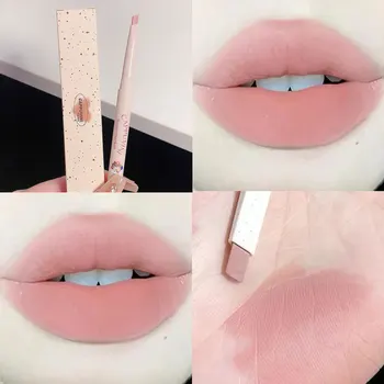 귀여운 매트 크림 Lipliner 설명 방수 립스틱 안개 립 추진해 입술 연필 여자를 위한 통통하는 입술의 한국 화장품 도구