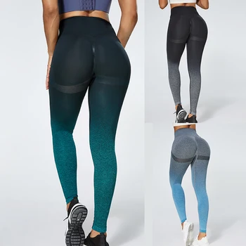그라디언트 색상은 에너지 레깅스 여자 운동 피트 니스 조깅을 실행하는 레깅스 체육관에 스타킹 스트레칭 운동복지