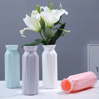 꽃병 북유럽 스타일의 장식 생활 방식 현대적인 종이 접기 플라스틱병 냄비에 대한 꽃꽂이 가정 장식
