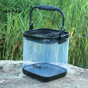 낚시 Bucket 투명 EVA 접히는 물고기 버킷은 작은 크기의 밧줄을 가진 휴대용 EVA 물질 두껍게 편리한 청소