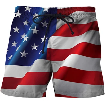 남자 수영복 반바지는 미국 국기의 3d 서핑 보드를 짧은 아이들이 비치 반바지에 남자 트렁크 미국 국기의 수영복 스포츠 바지 팬티 Boy