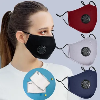 면 얼굴 마스크와 함께 호흡 밸브 필터를 재사용 가능한 빨 수 있는 마스크 패션 입 얼굴 마스크가 반대로 먼지 활성화된 탄소 PM2.5
