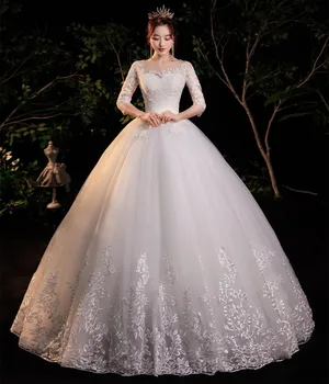 반 소매 Empire 환상 결혼 예복을 위해 임신한 볼 가운 2023 자수 레이스 결혼식 로브 드 웨딩 드레스