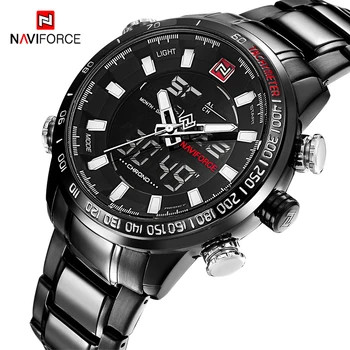 브랜드는 브랜드 남성 패션의 손목시계는 강철 석영 듀얼 디스플레이 시계 방수 LED 시계 Relogio