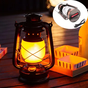 빈티지 캠핑 손전등 LED 불꽃 광 배터리를 재충전용 USB 휴대용걸이 낚시 램프에 흐리게 하는 옥외 정원을 위한 텐트