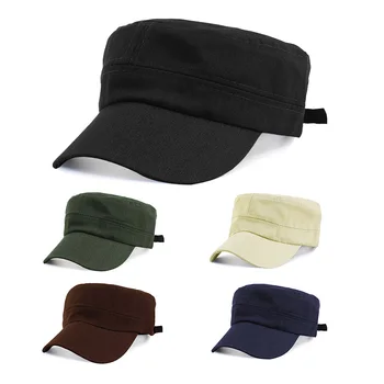 새로운 남성 면 군 모자 남녀 공통 조정가능한 클래식 스타일의 일반 평면 빈티지 육군 모자 통기성이 태양을 보호 캐주얼 캡