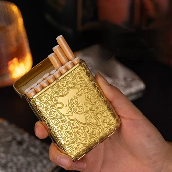 새로운 빈티지 새겨진 담배 경우 셸비 콘테이너 포켓 담배 상자 담배 저장소 남자의 선물 상자