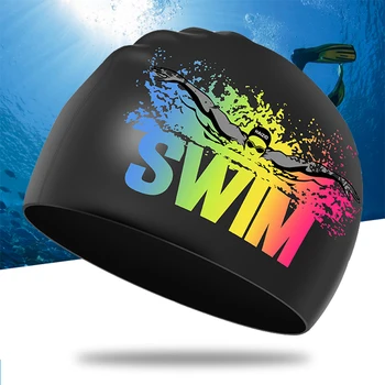 새로운 실리콘 수영 캡 성인 남성 여성 플러스 사이즈 방수 높은 탄력 있는 튼튼한 보호 귀 긴 머리를 스포츠 모자 다이빙