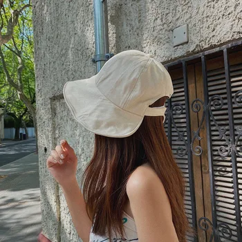 새로운 여성의 봄 여름 린넨 Bucket Hat 야외 해변가 태양에 모자 여자 Fodable 솔리드 파나마 어부 스포츠 모자 모자