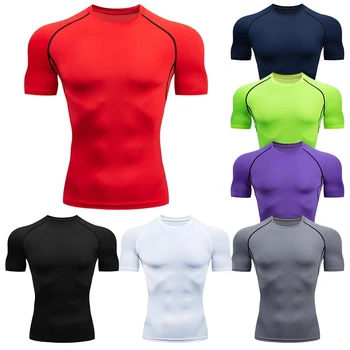 스포츠 T 셔츠 셔츠 빠른 짧은 스포츠 티 탑 피트니스 압축 셔츠 훈련을 실행하는 T-셔츠 Rashgard