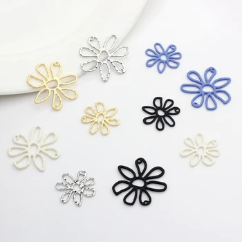 아연 합금 스프레이 페인트 빈 꽃 매력 커넥터 6 개/에 대한 많은 DIY 귀걸이 보석을 만드는 액세서리