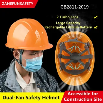안전 헬멧으로 2 팬들이 건축 광부의 작업 헬멧 ABS 하드 캡 안전 헬멧 GB2811-2019 490g 건설 팬 헬멧