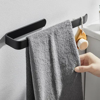 알루미늄 타월 선반 검은 수건 반지 욕실지 홀더를 수건을 거는 막대는 화장실에는 무료 펀치 벽걸이 선반 가정 주최자