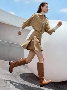 에이미는 미니멀 캐주얼 반바지를 치마 여성이 높은 허리 2023 가을 패션을 통근 스트레이트 팬츠에 맞게 라인 스커트 12343035