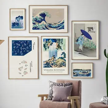 일본어 벽 갤러리 아트 인쇄 빈티지 파 독자 포스터 가쓰시카 호쿠사이 가나가와 캔버스에 그림을 거실 가정 장식