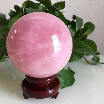자연스러운 핑크 로즈 쿼츠 크리스탈 치유의 공 구+독