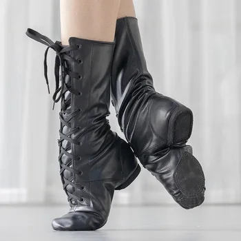 재즈댄스 부츠 여성의 부드러운 가죽 라틴 재즈댄스 신발 여자 아이들의 여자 댄스발 볼룸 교육 댄스 신발