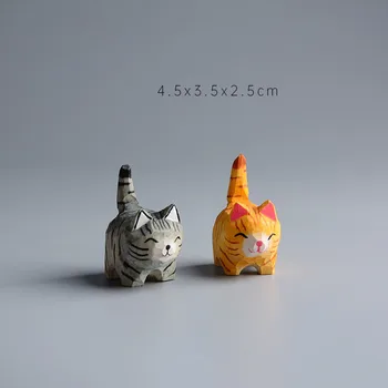 창의적인 나무로 되는 고양이를 키 체인 손수 나무 조각 동물 키 오렌지 고양이 회색 고양이 배낭 펜던트를 열쇠 고리 부부는 선물