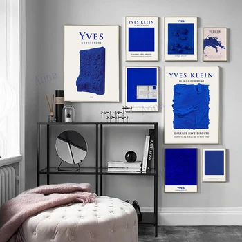 추상적인 이브 Klein 블루는 전시 갤러리 벽면 예술이 그의 포스터 북유럽 인쇄 장식 사진은 거실
