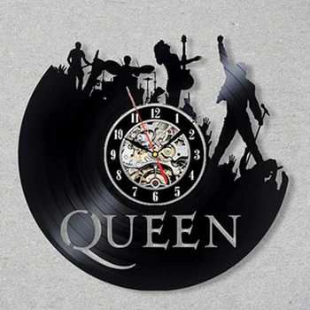 퀸 록 밴드의 벽시계는 현대적인 디자인 음악 테마의 고전적인 비닐 벽 시계 시계 미술 홈 선물을 위한 음악가