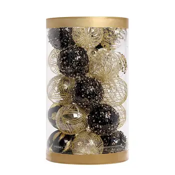크리스마스 트리 공 빛나는 크리스마스 볼을 장식품을 비 PVC2.36 인치/6cm 장식 크리스마스 공 블랙 골드